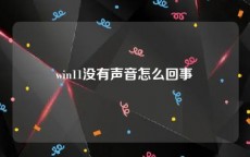 win11没有声音怎么回事