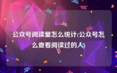 公众号阅读量怎么统计(公众号怎么查看阅读过的人)