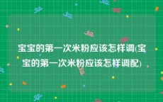 宝宝的第一次米粉应该怎样调(宝宝的第一次米粉应该怎样调配)