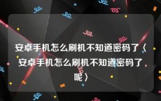 安卓手机怎么刷机不知道密码了〈安卓手机怎么刷机不知道密码了呢〉