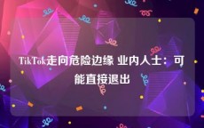 TikTok走向危险边缘 业内人士：可能直接退出