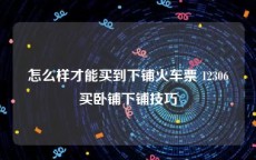 怎么样才能买到下铺火车票 12306买卧铺下铺技巧