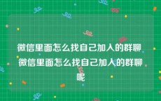 微信里面怎么找自己加入的群聊 微信里面怎么找自己加入的群聊呢