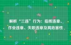 解析“三违”行为：指挥违章、作业违章、失职违章及其危害性