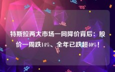 特斯拉两大市场一同降价背后：股价一周跌14%、全年已跌超40%！