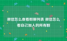 微信怎么查看群聊列表 微信怎么看自己加入的所有群