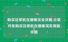 购买豆浆机在哪里买全攻略,分享丹东购买豆浆机在哪里买实用新攻略