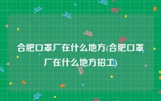 合肥口罩厂在什么地方(合肥口罩厂在什么地方招工)