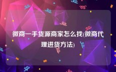 微商一手货源商家怎么找(微商代理进货方法)