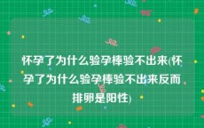 怀孕了为什么验孕棒验不出来(怀孕了为什么验孕棒验不出来反而排卵是阳性)