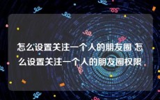 怎么设置关注一个人的朋友圈 怎么设置关注一个人的朋友圈权限