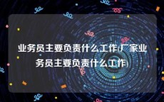 业务员主要负责什么工作(厂家业务员主要负责什么工作)