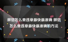 微信怎么查违章最快最准确 微信怎么查违章最快最准确的方法