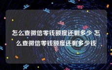 怎么查微信零钱额度还剩多少 怎么查微信零钱额度还剩多少钱