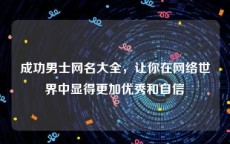 成功男士网名大全，让你在网络世界中显得更加优秀和自信