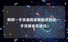 微商一手货源商家哪能进到货(一手货源拿货途径)