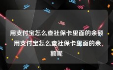 用支付宝怎么查社保卡里面的余额 用支付宝怎么查社保卡里面的余额呢