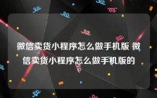 微信卖货小程序怎么做手机版 微信卖货小程序怎么做手机版的