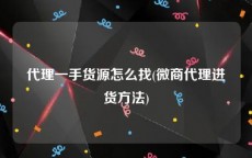 代理一手货源怎么找(微商代理进货方法)