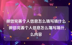 微信完善个人信息怎么填写填什么 微信完善个人信息怎么填写填什么内容