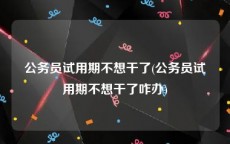 公务员试用期不想干了(公务员试用期不想干了咋办)