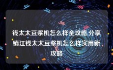 钱太太豆浆机怎么样全攻略,分享镇江钱太太豆浆机怎么样实用新攻略