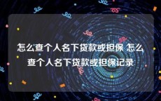 怎么查个人名下贷款或担保 怎么查个人名下贷款或担保记录