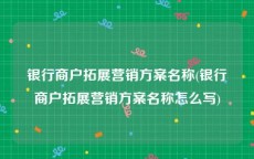 银行商户拓展营销方案名称(银行商户拓展营销方案名称怎么写)