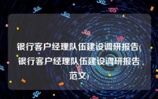 银行客户经理队伍建设调研报告(银行客户经理队伍建设调研报告范文)