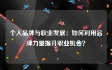 个人品牌与职业发展：如何利用品牌力量提升职业机会？