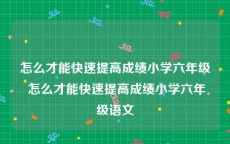 怎么才能快速提高成绩小学六年级 怎么才能快速提高成绩小学六年级语文