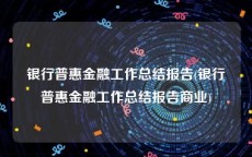 银行普惠金融工作总结报告(银行普惠金融工作总结报告商业)