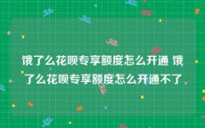 饿了么花呗专享额度怎么开通 饿了么花呗专享额度怎么开通不了