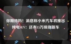 你期待吗！消息称小米汽车将推出纯电SUV：还有15万级别新车