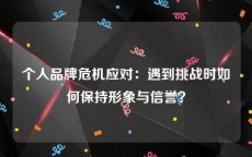 个人品牌危机应对：遇到挑战时如何保持形象与信誉？