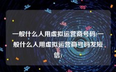 一般什么人用虚拟运营商号码(一般什么人用虚拟运营商号码发短信)