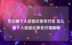 怎么查个人征信记录支付宝 怎么查个人征信记录支付宝明细