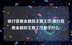 银行普惠金融部主要工作(银行普惠金融部主要工作是干什么)