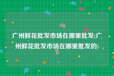 广州鲜花批发市场在哪里批发(广州鲜花批发市场在哪里批发的)