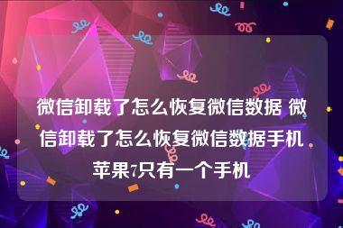 微信卸载了怎么恢复微信数据 微信卸载了怎么恢复微信数据手机苹果7只有一个手机