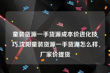 童装货源一手货源成本价进化技巧,沈阳童装货源一手货源怎么样厂家价提货