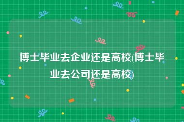 博士毕业去企业还是高校(博士毕业去公司还是高校)