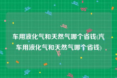 车用液化气和天然气哪个省钱(汽车用液化气和天然气哪个省钱)