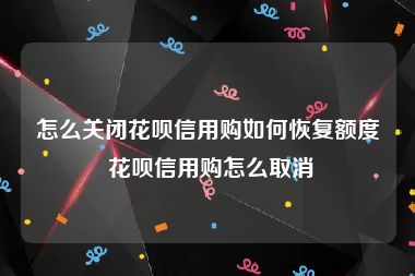 怎么关闭花呗信用购如何恢复额度 花呗信用购怎么取消