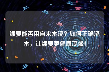 绿萝能否用自来水浇？如何正确浇水，让绿萝更健康茂盛！