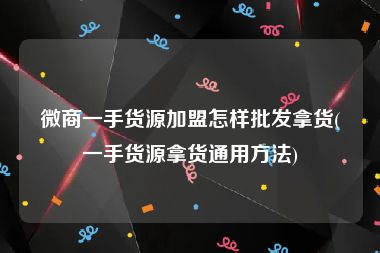 微商一手货源加盟怎样批发拿货(一手货源拿货通用方法)