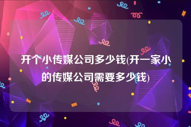 开个小传媒公司多少钱(开一家小的传媒公司需要多少钱)