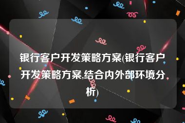 银行客户开发策略方案(银行客户开发策略方案,结合内外部环境分析)