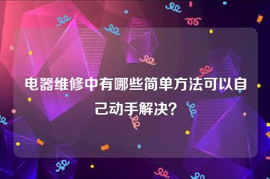 电器维修中有哪些简单方法可以自己动手解决？