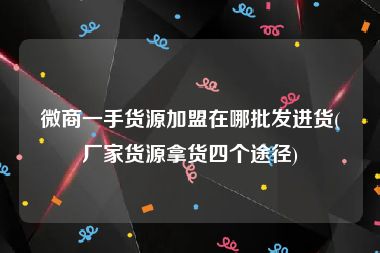 微商一手货源加盟在哪批发进货(厂家货源拿货四个途径)